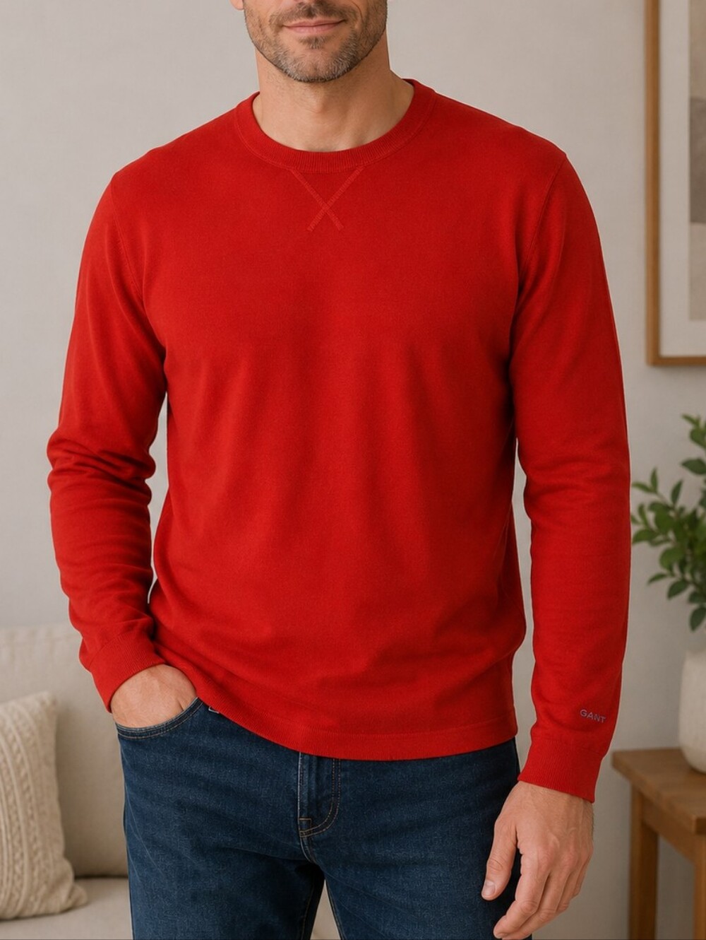 GANT Men's Red Cashmere Blend Long Sleeve Sweater Size XL